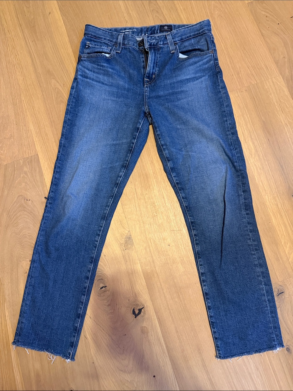 Ag Adriano Goldschmied Ex-Boyfriend Cropped Straight-Leg Jeans in Blue